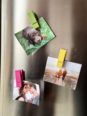 miniclip mollette decorate portafoto magnetico