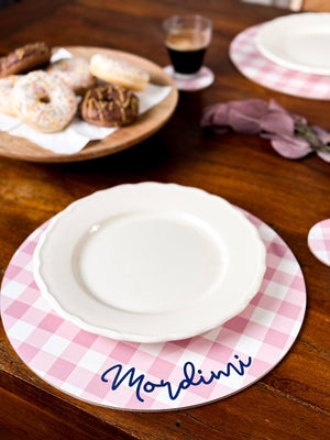 sottopiatto a quadretti mordimi mise en place