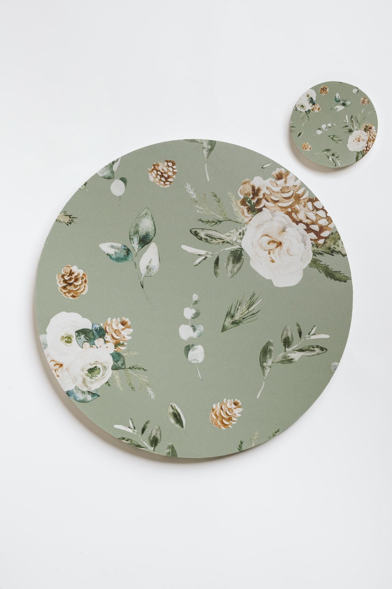 Set 4 sottopiatti + Set 4 sottobicchieri Fiori d'Inverno