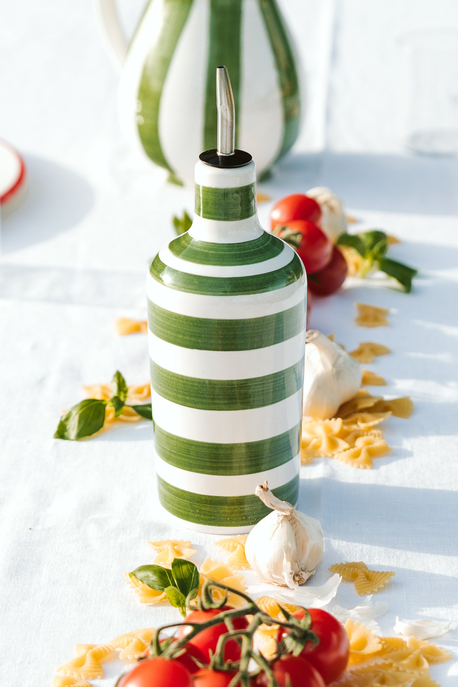 Oliera in Ceramica Righe Verdi - Slow Living, la Tavola in Stile Dolce Vita