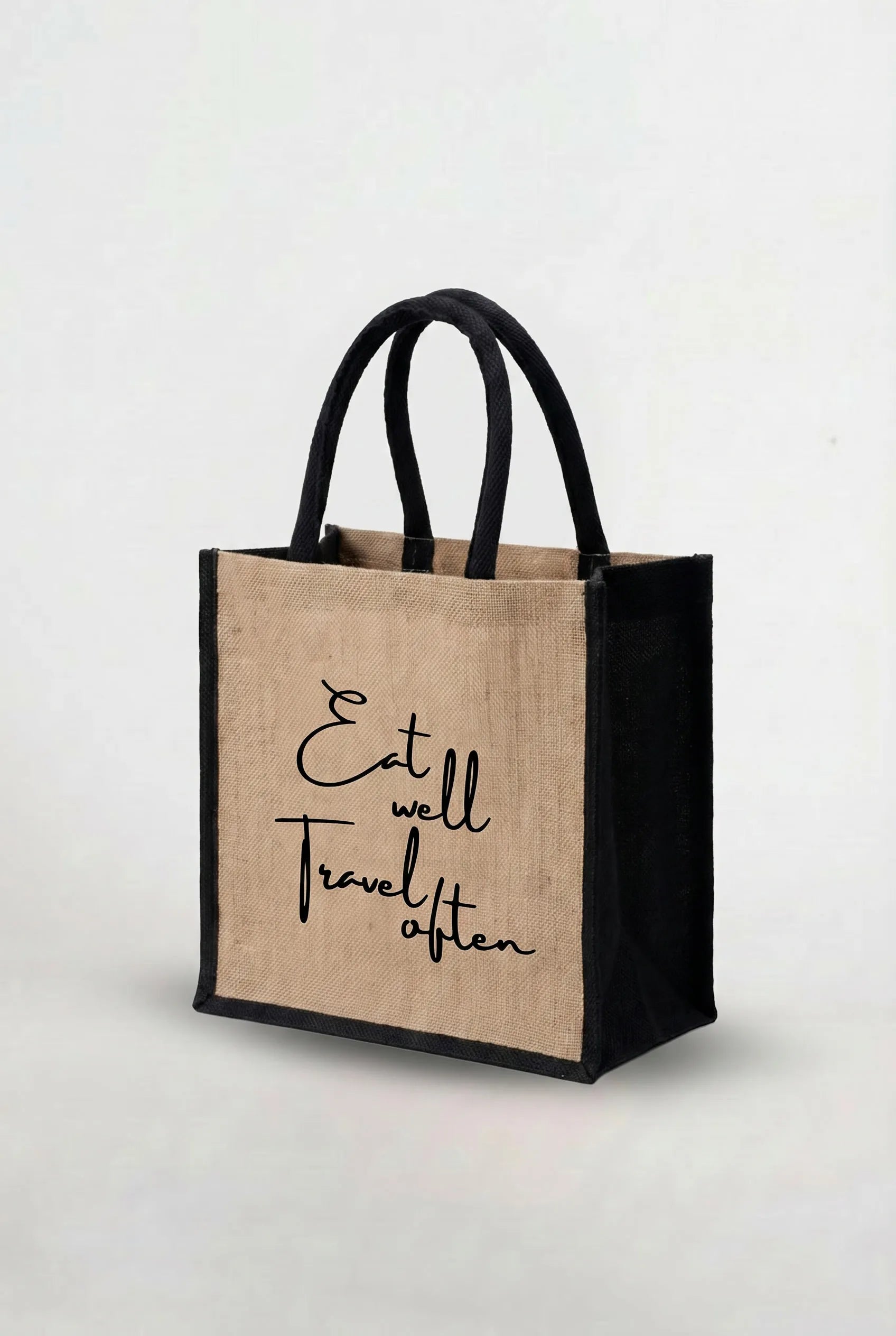 Borsa in Juta Nera Piccola - Eat Well Travel Often