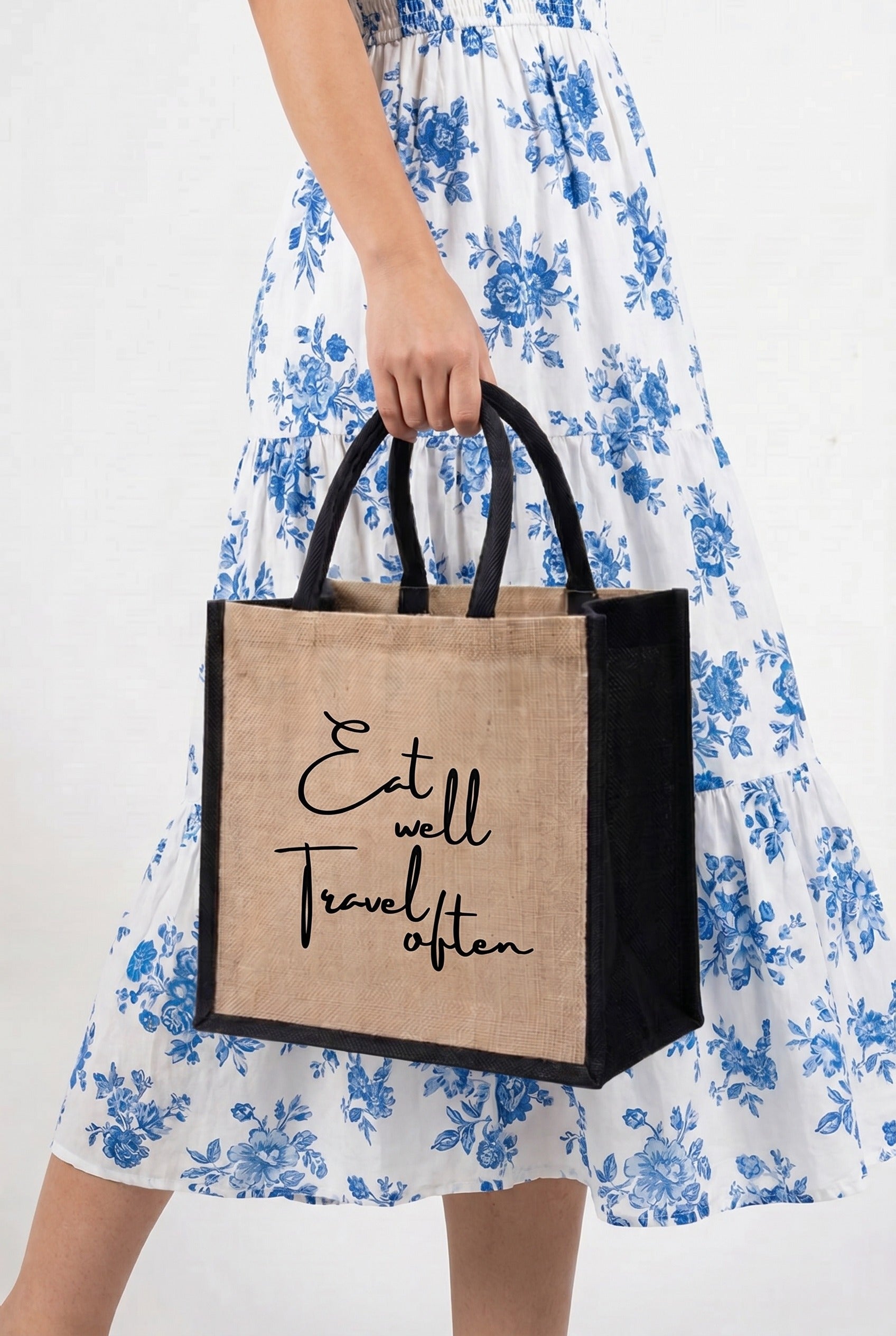 Borsa in Juta Nera Piccola - Eat Well Travel Often