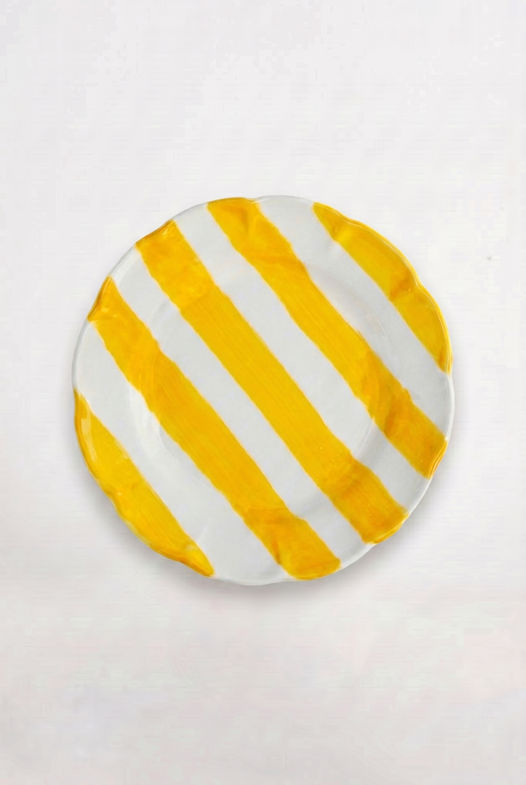 Set Due Piatti in Ceramica Righe Gialle - Slow Living, la Tavola in Stile Dolce Vita