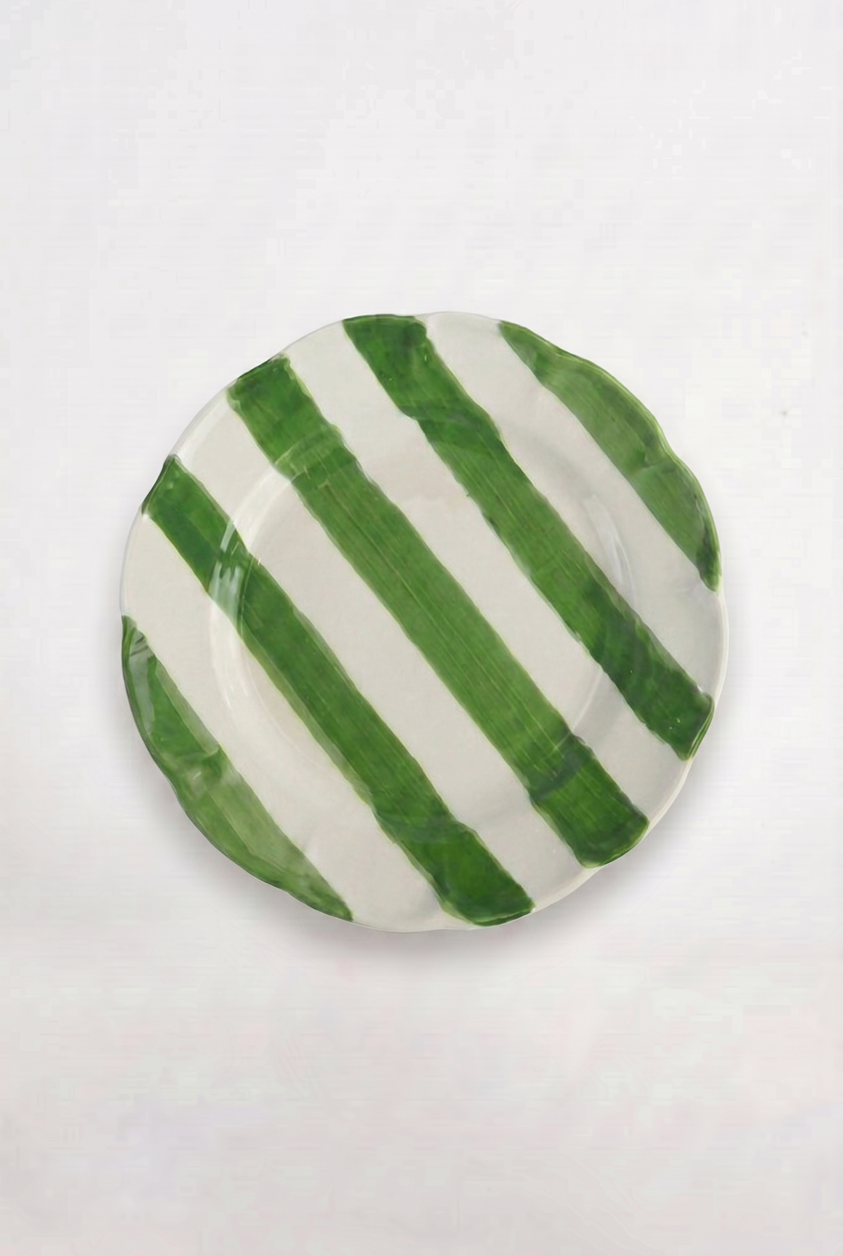 Set Due Piatti in Ceramica Righe Verdi - Slow Living, la Tavola in Stile Dolce Vita