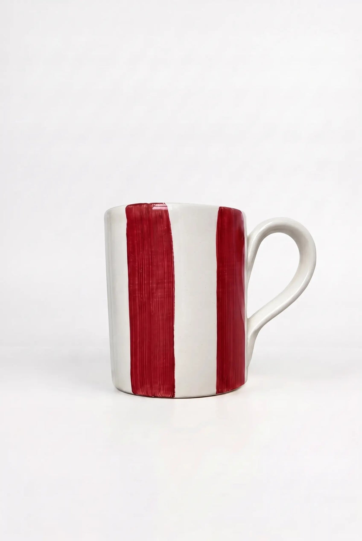 Tazza Mug in Ceramica Righe Rosse Fatta a Mano