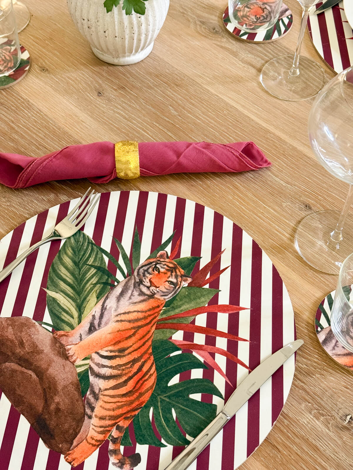 Set sottopiatti + sottobicchieri - Tigre