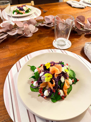 sottopiatto a righe rosa mise en place - set