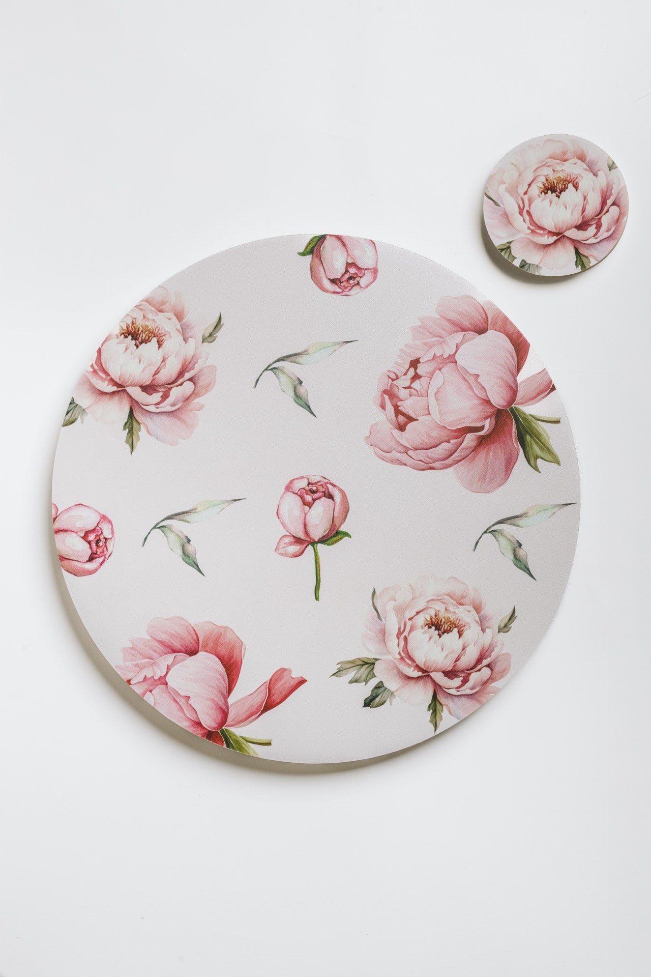 Set 4 sottopiatti + Set 4 sottobicchieri floreali - Peonia