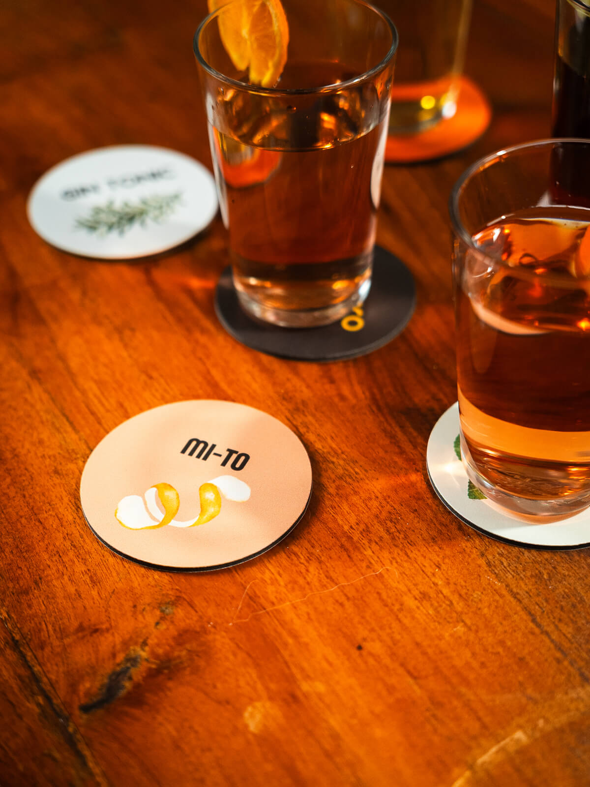 set sottobicchieri cocktail mise en place