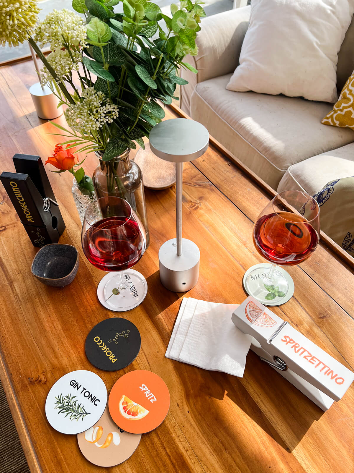 set sottobicchieri cocktail mise en place